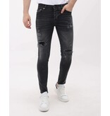 LF Jeans för män Slim Fit-jeans med färgstänk - MM-S-114 - Grå