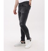 Mario Morato Jeans för män Slim Fit-jeans med färgstänk - MM-S-114 - Grå
