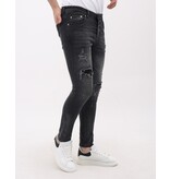 Mario Morato Jeans för män Slim Fit-jeans med färgstänk - MM-S-114 - Grå