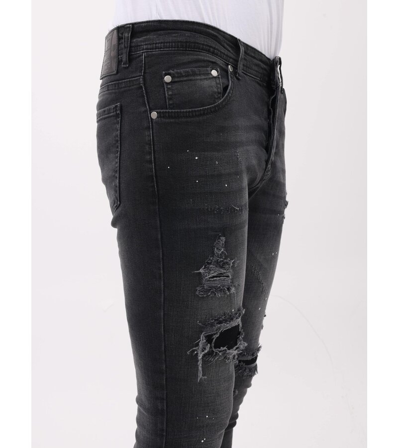 LF Jeans för män Slim Fit-jeans med färgstänk - MM-S-114 - Grå