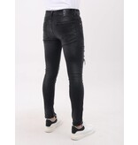 Mario Morato Jeans för män Slim Fit-jeans med färgstänk - MM-S-114 - Grå
