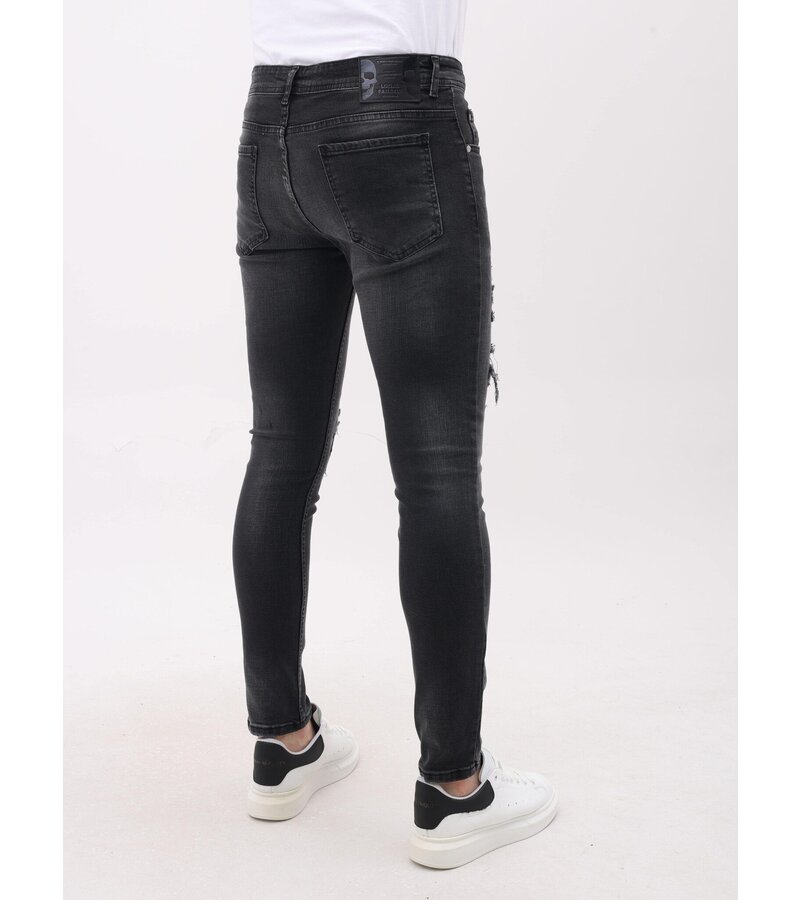 Mario Morato Jeans för män Slim Fit-jeans med färgstänk - MM-S-114 - Grå