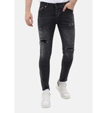 Mario Morato Jeans för män Slim Fit-jeans med färgstänk - MM-S-114 - Grå