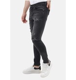 Mario Morato Jeans för män Slim Fit-jeans med färgstänk - MM-S-114 - Grå