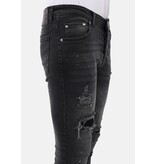 Mario Morato Jeans för män Slim Fit-jeans med färgstänk - MM-S-114 - Grå