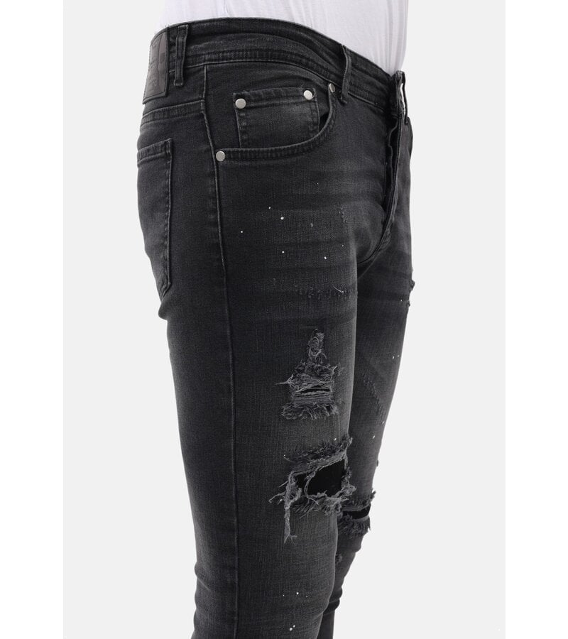 LF Jeans för män Slim Fit-jeans med färgstänk - MM-S-114 - Grå