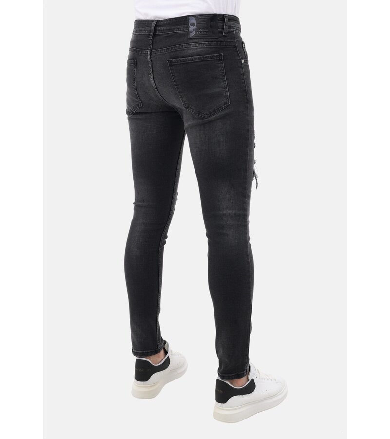 LF Jeans för män Slim Fit-jeans med färgstänk - MM-S-114 - Grå