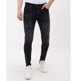 LF Slim Fit Ripped Jeans Herr med färgstänk - MM-S-116 - Svart