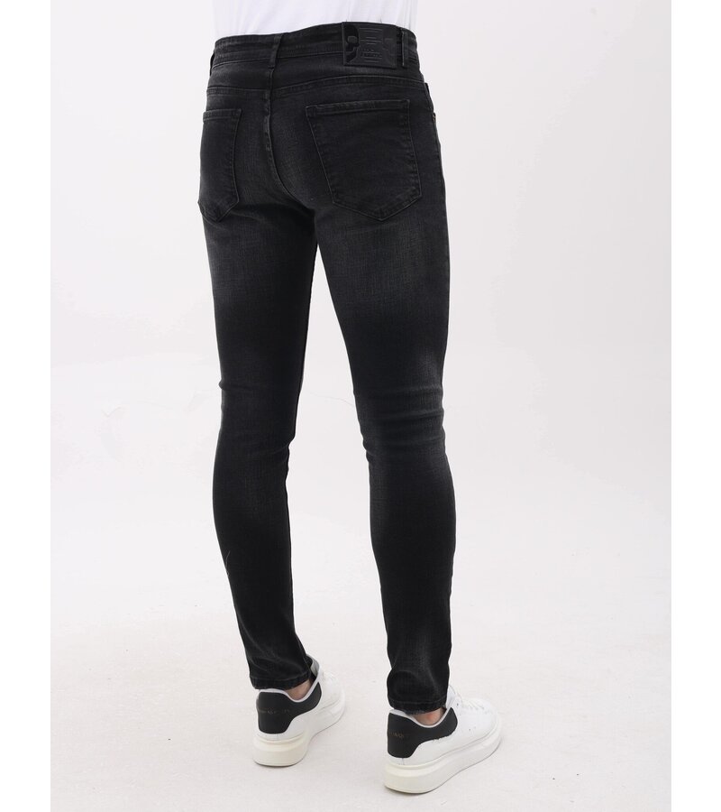 Mario Morato Slim Fit Ripped Jeans Herr med färgstänk - MM-S-116 - Svart