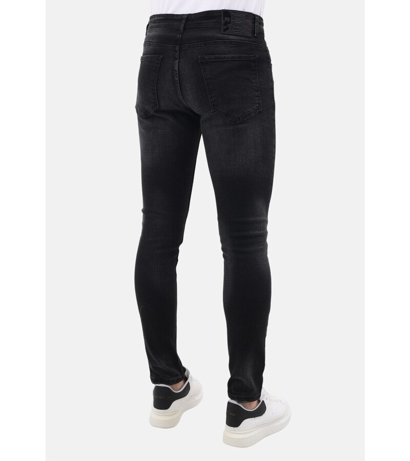 Mario Morato Slim Fit Ripped Jeans Herr med färgstänk - MM-S-116 - Svart
