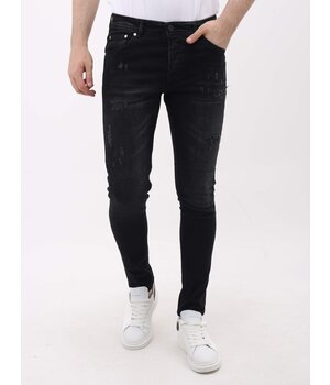 LF Jeans med Rips Slim Fit för män - MM-S-103 - Svart