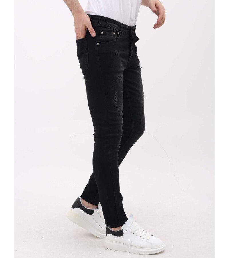 LF Jeans med Rips Slim Fit för män - MM-S-103 - Svart