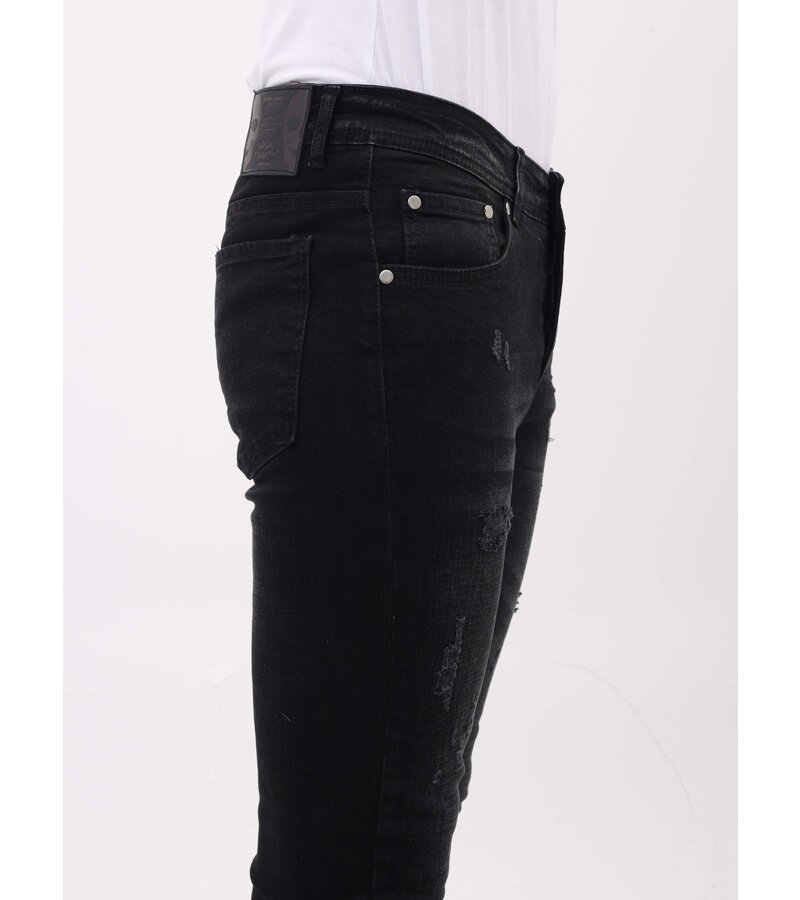 Mario Morato Jeans med Rips Slim Fit för män - MM-S-103 - Svart