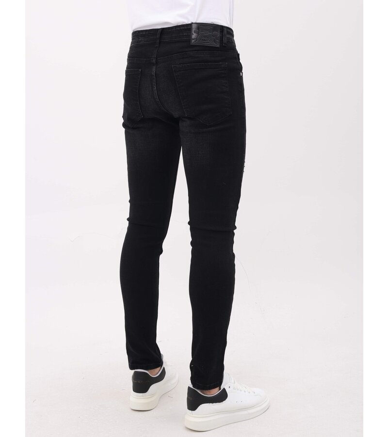 LF Jeans med Rips Slim Fit för män - MM-S-103 - Svart