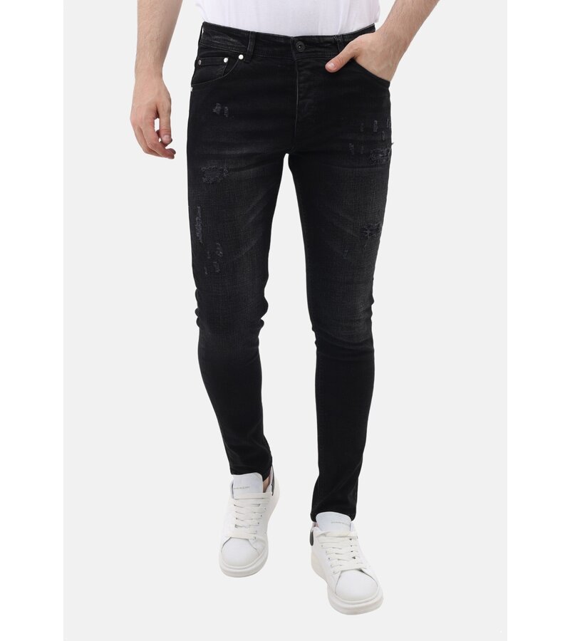 Mario Morato Jeans med Rips Slim Fit för män - MM-S-103 - Svart