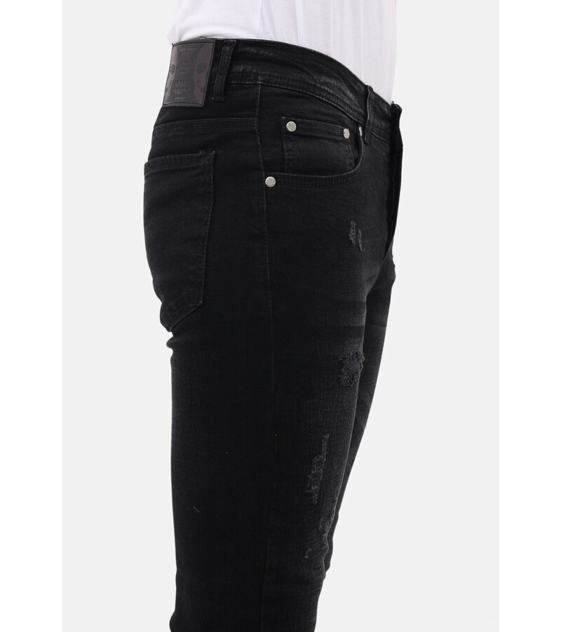 Mario Morato Jeans med Rips Slim Fit för män - MM-S-103 - Svart