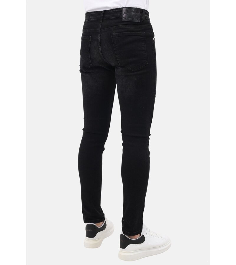 LF Jeans med Rips Slim Fit för män - MM-S-103 - Svart