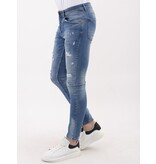 Mario Morato Rippade jeans för män Slim Fit med färgstänk - MM-S-106 - Blå