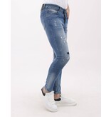 Mario Morato Rippade jeans för män Slim Fit med färgstänk - MM-S-106 - Blå