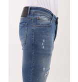 Mario Morato Rippade jeans för män Slim Fit med färgstänk - MM-S-106 - Blå
