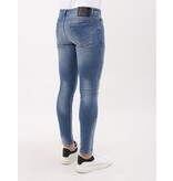 Mario Morato Rippade jeans för män Slim Fit med färgstänk - MM-S-106 - Blå