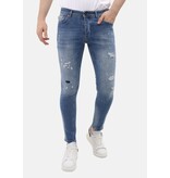 Mario Morato Rippade jeans för män Slim Fit med färgstänk - MM-S-106 - Blå