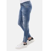 Mario Morato Rippade jeans för män Slim Fit med färgstänk - MM-S-106 - Blå