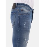Mario Morato Rippade jeans för män Slim Fit med färgstänk - MM-S-106 - Blå