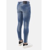Mario Morato Rippade jeans för män Slim Fit med färgstänk - MM-S-106 - Blå