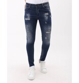 Mario Morato Jeans för män Slim Fit med färgstänk - MM-S-105 - Blå