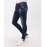 Mario Morato Jeans för män Slim Fit med färgstänk - MM-S-105 - Blå