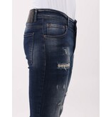 Mario Morato Jeans för män Slim Fit med färgstänk - MM-S-105 - Blå