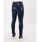 Mario Morato Jeans för män Slim Fit med färgstänk - MM-S-105 - Blå