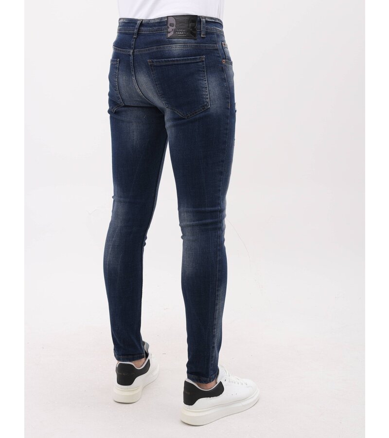 Mario Morato Jeans för män Slim Fit med färgstänk - MM-S-105 - Blå