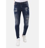 Mario Morato Jeans för män Slim Fit med färgstänk - MM-S-105 - Blå