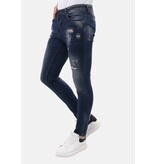 Mario Morato Jeans för män Slim Fit med färgstänk - MM-S-105 - Blå