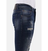 Mario Morato Jeans för män Slim Fit med färgstänk - MM-S-105 - Blå