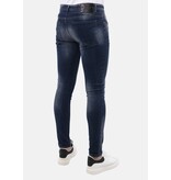 Mario Morato Jeans för män Slim Fit med färgstänk - MM-S-105 - Blå