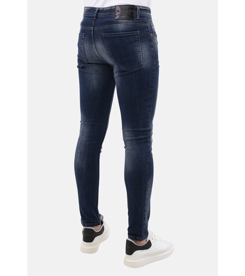 Mario Morato Jeans för män Slim Fit med färgstänk - MM-S-105 - Blå