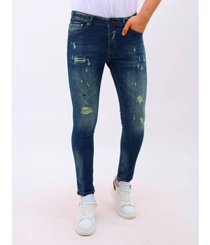 LF Jeans med hål Slim Fit Stretch för män - MM-S-102 - Blå