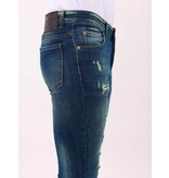 LF Jeans med hål Slim Fit Stretch för män - MM-S-102 - Blå