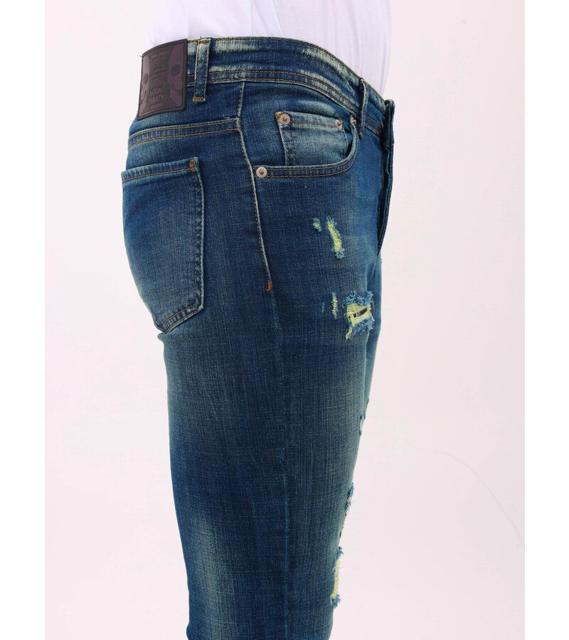 Mario Morato Jeans med hål Slim Fit Stretch för män - MM-S-102 - Blå