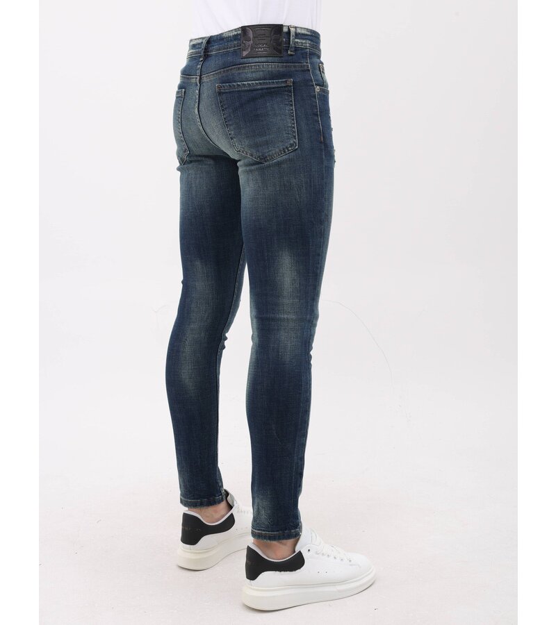 LF Jeans med hål Slim Fit Stretch för män - MM-S-102 - Blå