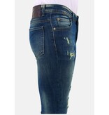 Mario Morato Jeans med hål Slim Fit Stretch för män - MM-S-102 - Blå