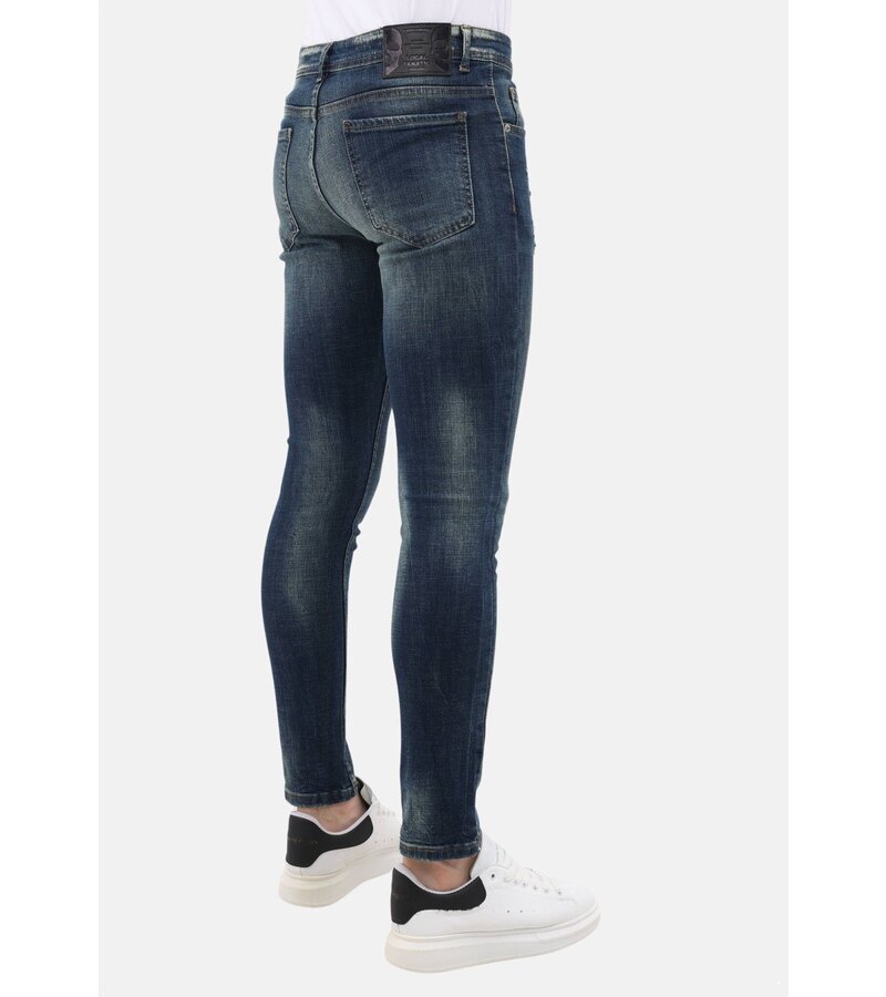 LF Jeans med hål Slim Fit Stretch för män - MM-S-102 - Blå
