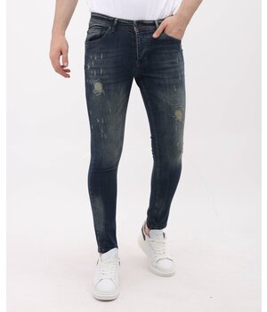 Mario Morato Ripped Jeans Herr Slim fit Stretch - MM-S-113 - Blå