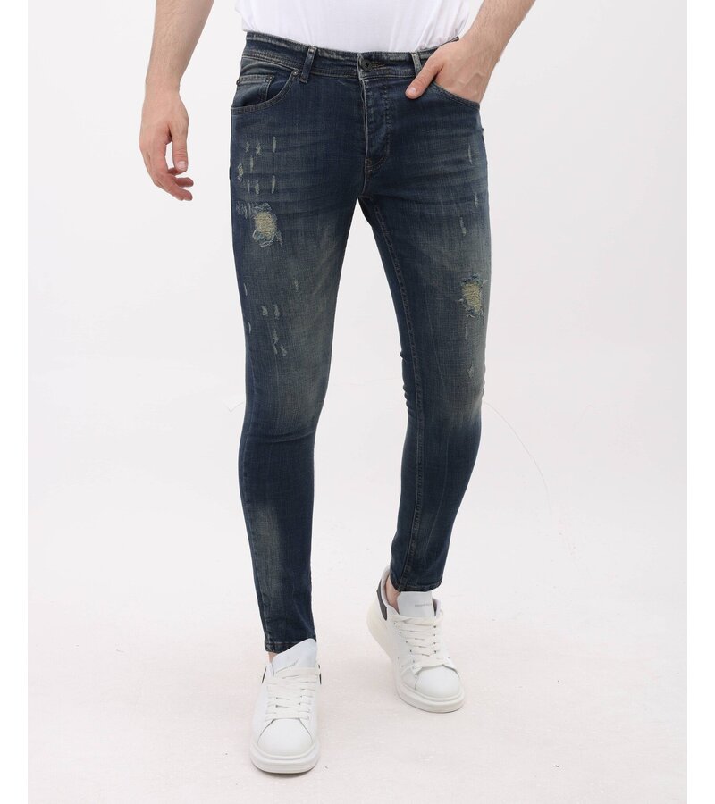 Mario Morato Ripped Jeans Herr Slim fit Stretch - MM-S-113 - Blå