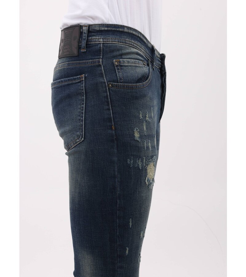 Mario Morato Ripped Jeans Herr Slim fit Stretch - MM-S-113 - Blå