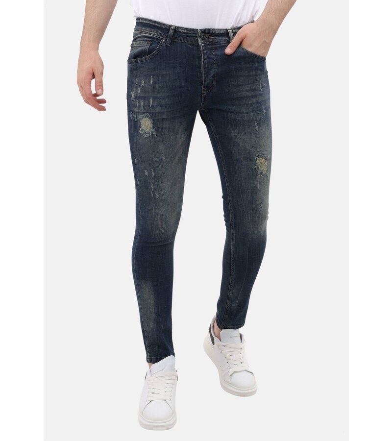 Mario Morato Ripped Jeans Herr Slim fit Stretch - MM-S-113 - Blå