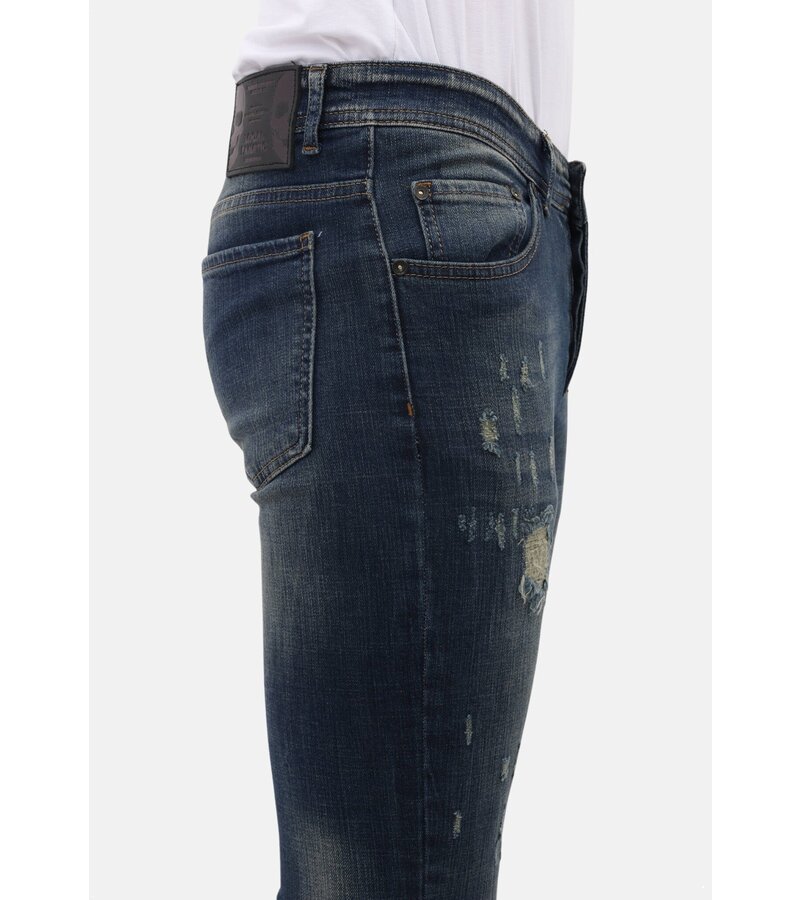 Mario Morato Ripped Jeans Herr Slim fit Stretch - MM-S-113 - Blå